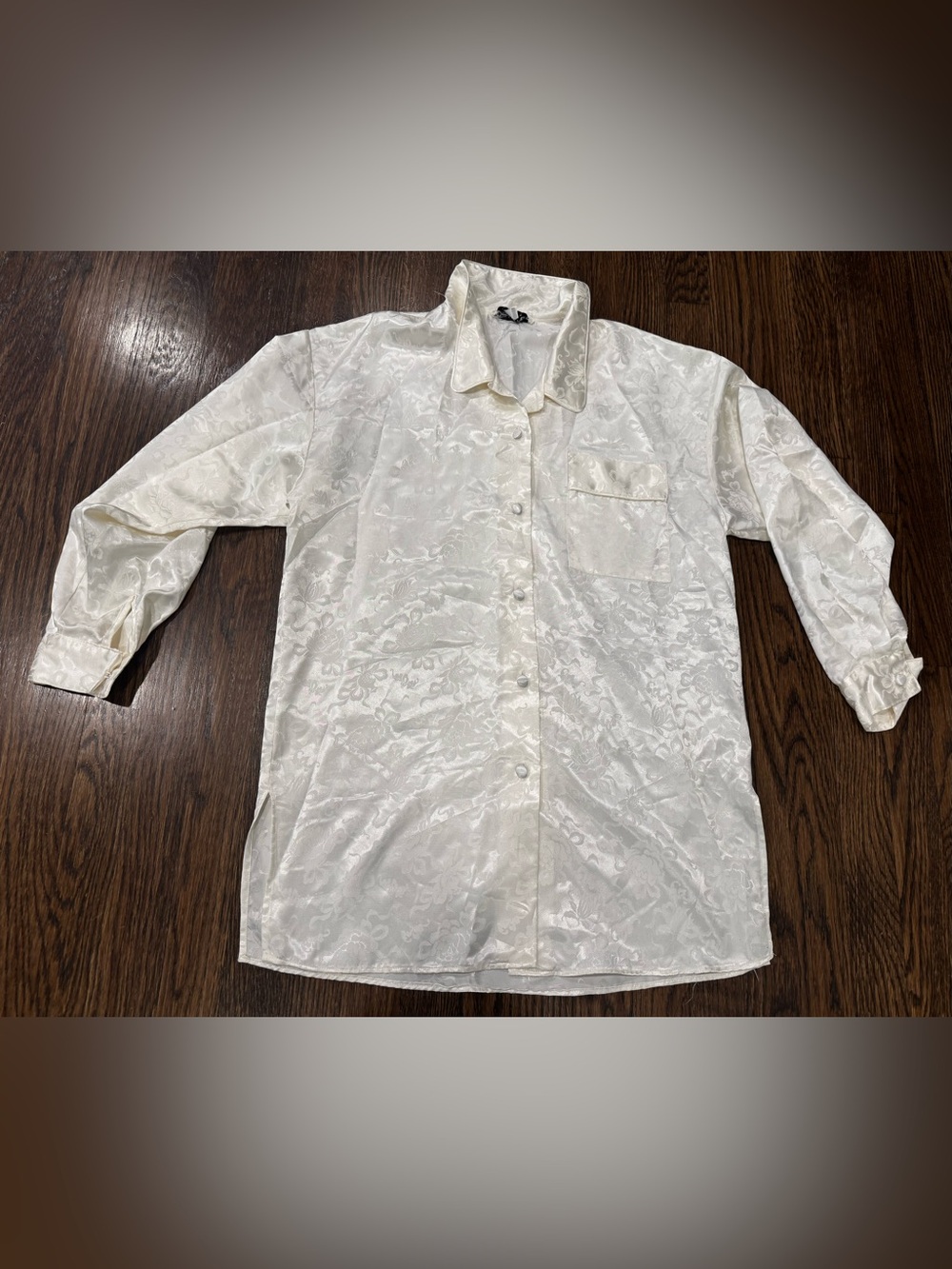 Vintage 1980's Christian Dior Lounge Wear Womens White Sleep PJ Shirt Size Small